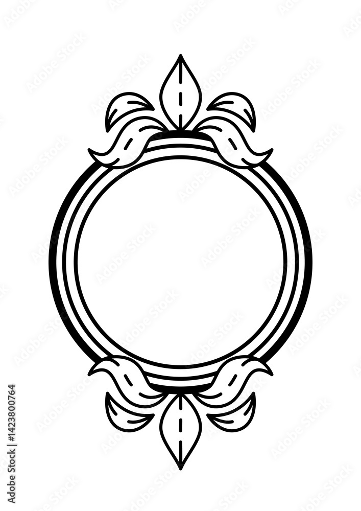 Floral frame in baroque style. Decorative curling plant.