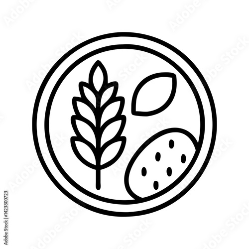 Illustration of grains seeds and cookie in a bowl for healthy food diet nutrition concept design