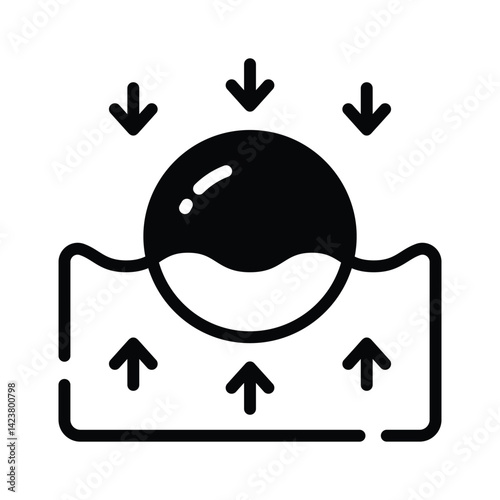 A well crafted glyph style icon of ball floating