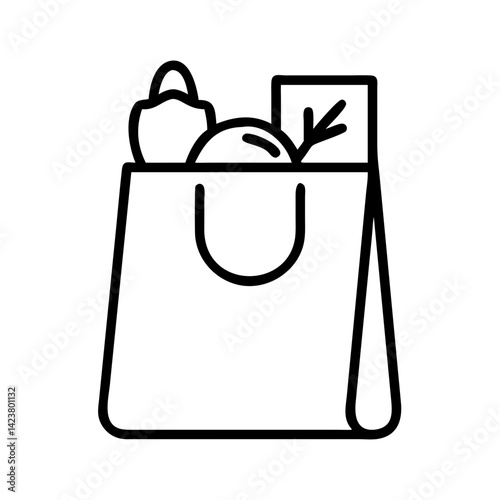 Illustration of shopping bag grocery food market purchase retail consumerism commerce buy sale shop store