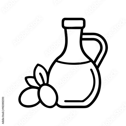 Olive oil bottle with olives and leaves vector illustration healthy food ingredient cooking oil