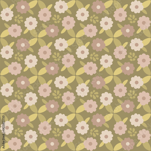 Summer flowers, vector texture. Seamless pattern for design textile, paper and greeting cards.