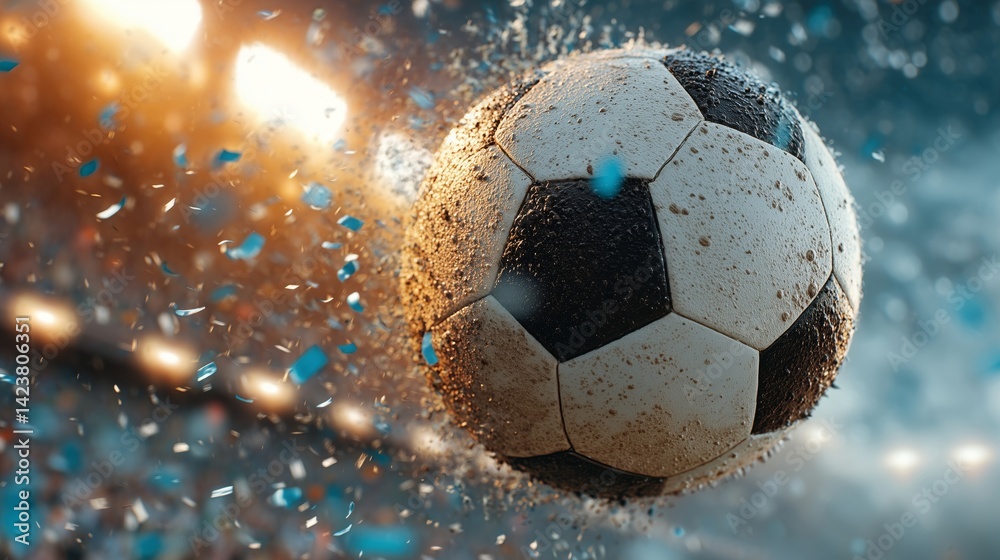 Naklejka premium Dynamic Soccer Ball in Action