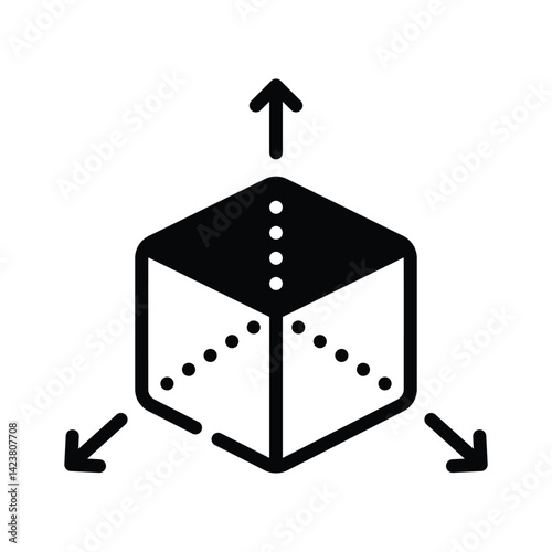 A well designed glyph style icon of three dimensional