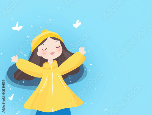 Joyful girl enjoying a sunny day outdoors.