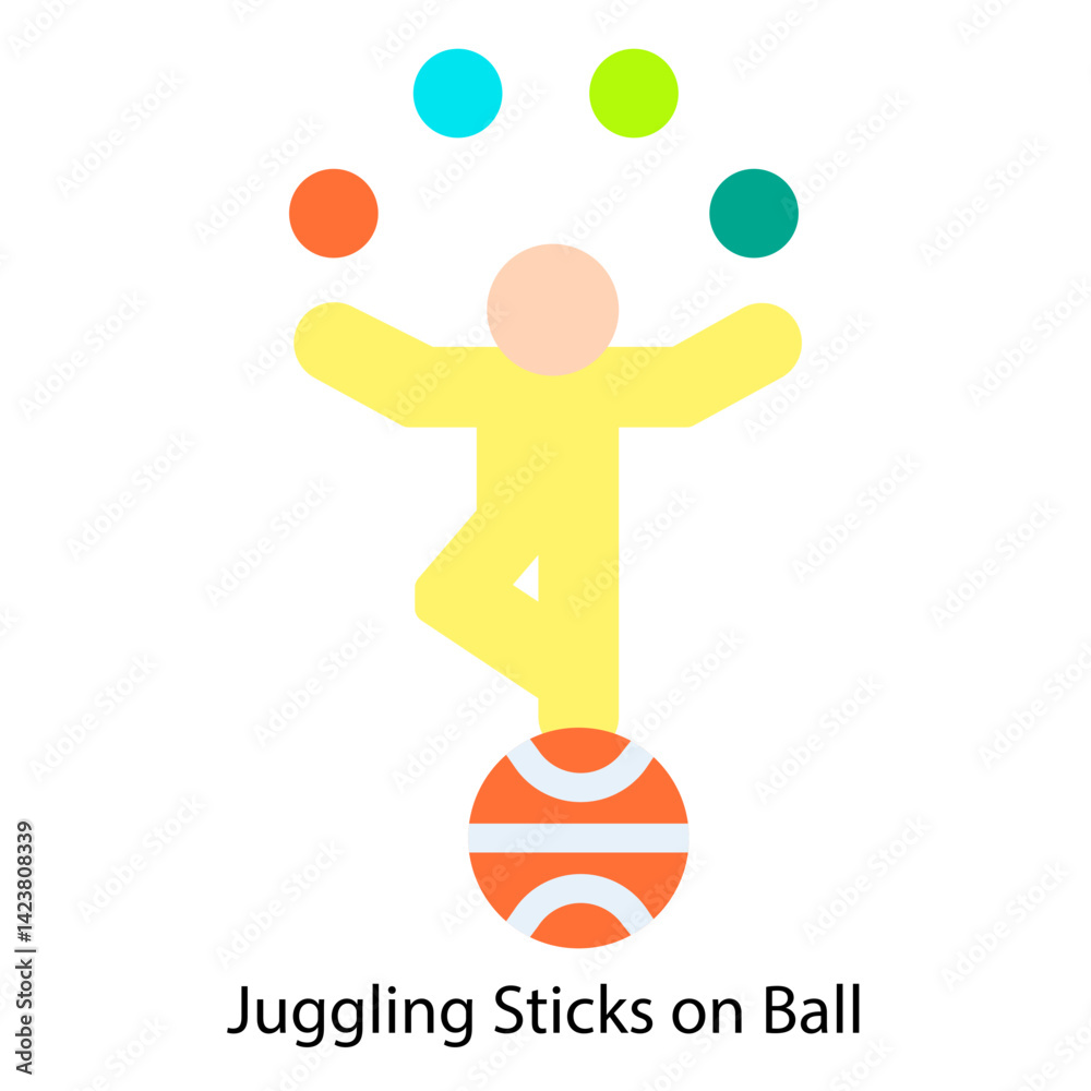Fototapeta premium Juggling Sticks on Ball icon vector illustration