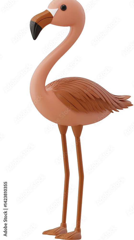 Fototapeta premium 3D Illustration Of A Pink Flamingo Bird With Transparent Background