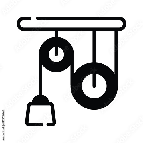 A glyph style icon of pulley experiment