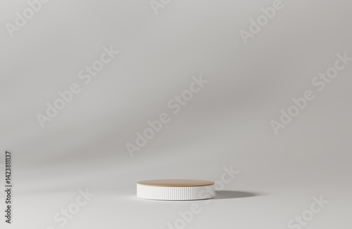 Minimal background. Podium or pedestal and pastel white background for product presentation. 3d rendering illustration.	