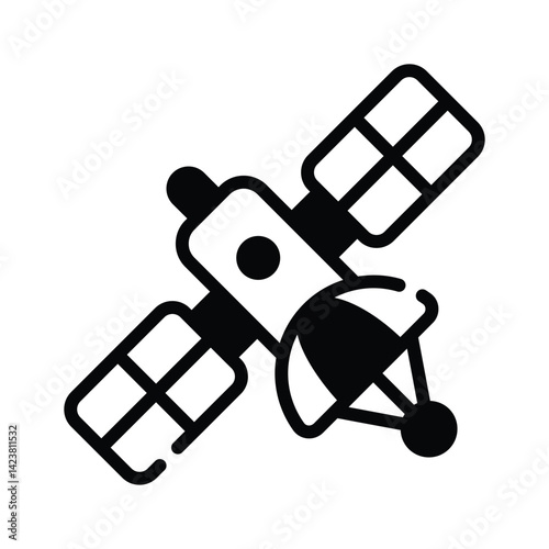 Ready to use glyph icon showing artificial satellite