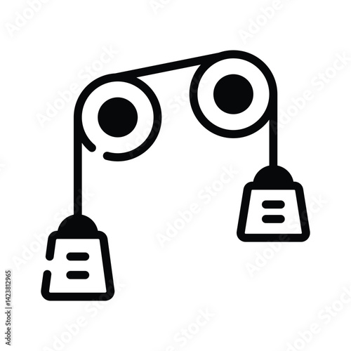 Here is a premium glyph style icon of pulley experiment