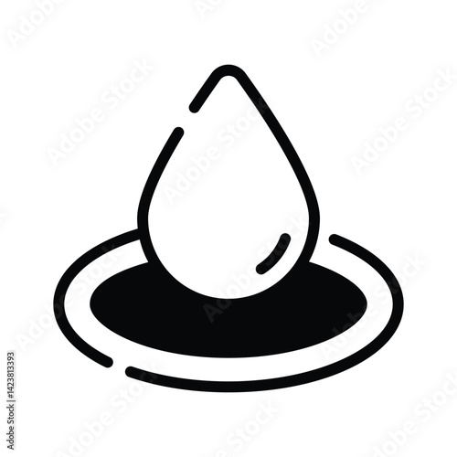 Trendy glyph style icon showing water wave experiment