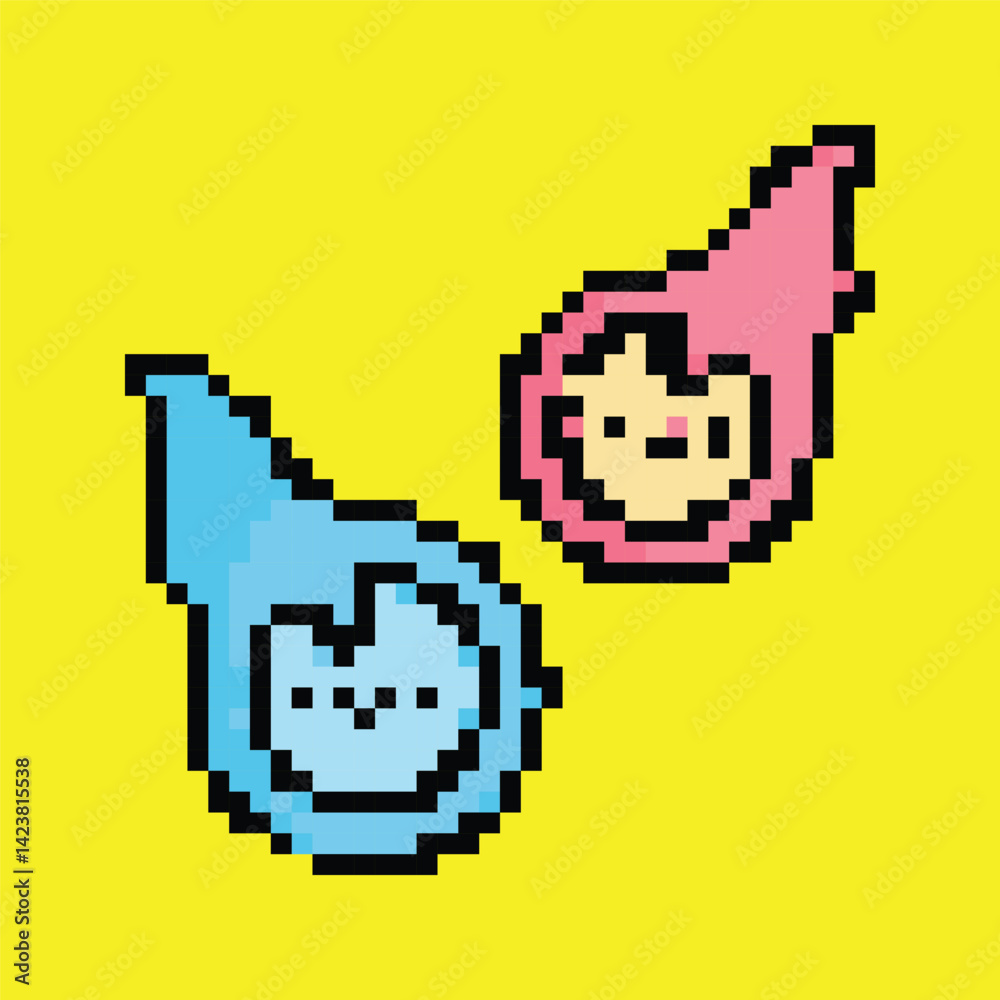 Fototapeta premium Pixel Art Oni Ghost Icon, Japanese Demon Design