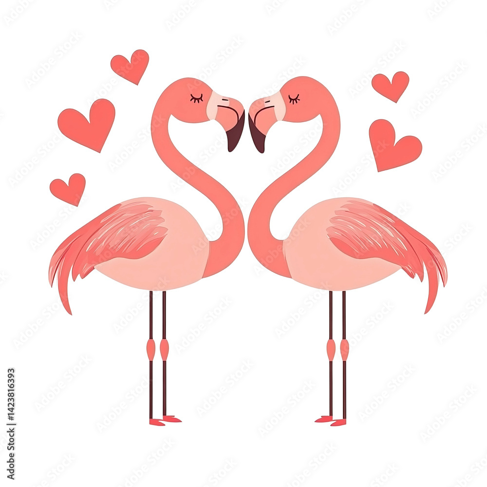 Fototapeta premium two pink flamingos