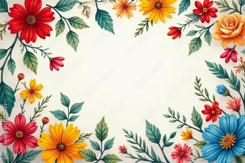 Fototapeta premium Cheerful floral prints in vibrant colors for versatile crafting projects, pattern, cute