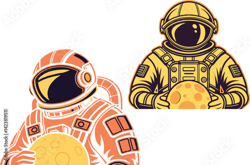 Astronaut Illustration Space Explorer Digital Art in a Cosmic Environment