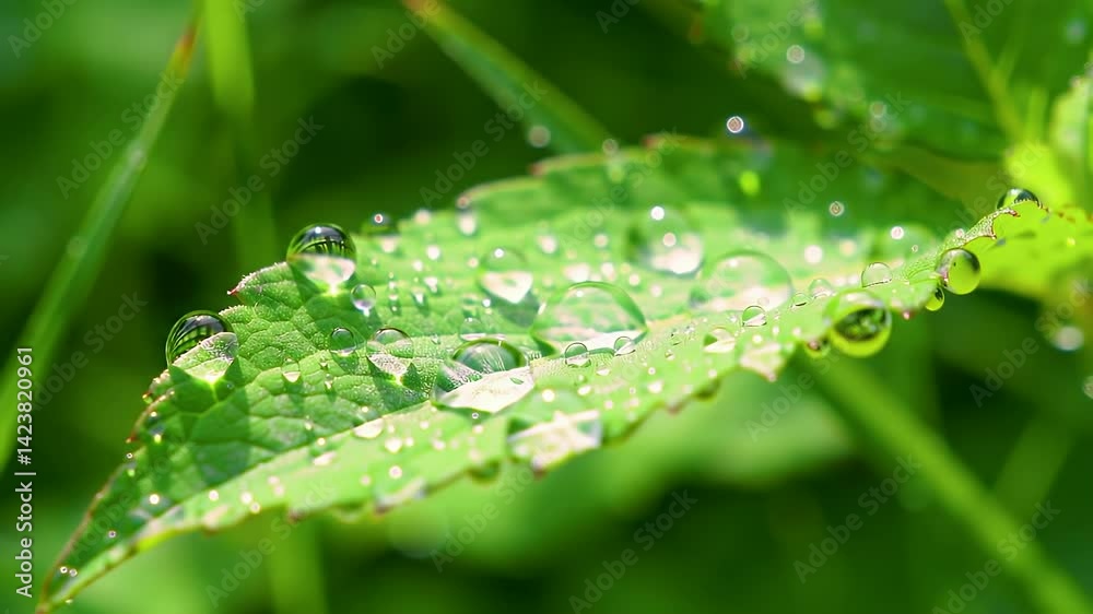 Dew-Kissed Leaf: A Microscopic World of Refreshment Dew-Kissed Leaf: A Microscopic World of Refreshment