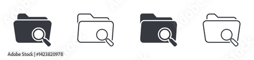 Search folder vector icons set. Search folder icon