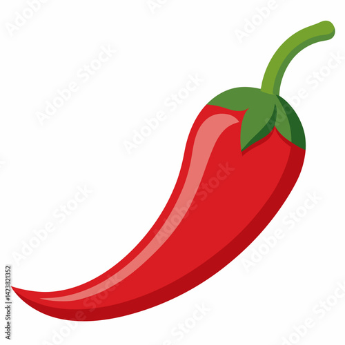 Illustration of red hot natural chili pepper on white background.