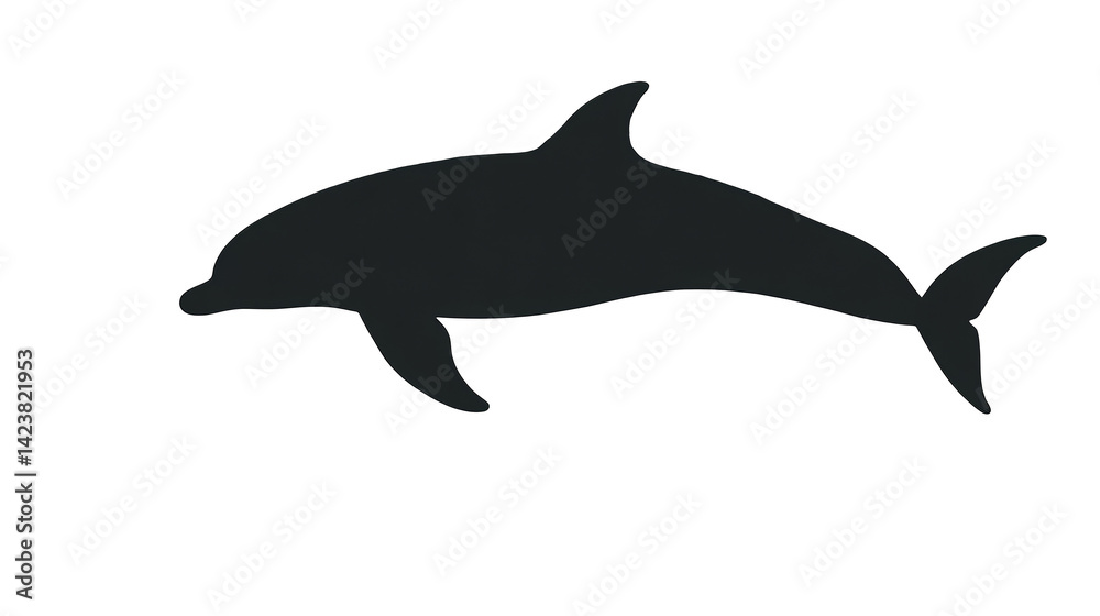 Fototapeta premium Black Dolphin Silhouette Illustration Isolated On Transparent Background