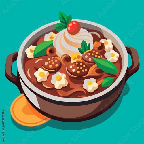 Delicious stew in a pot.
