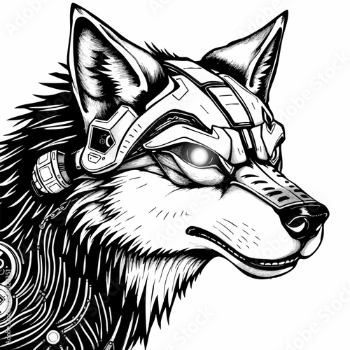 Cyber Wolf   clean vector, exposed circuits, one sharp glowing eye