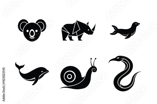 vector illustration of a set of funny animals