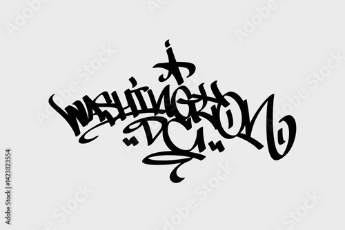 Washington DC graffiti tag in bold, urban street art style. This vibrant vector design on a white background captures the essence of the U.S. capital, perfect for cultural, political, and creative pro