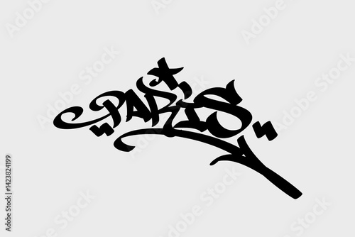 Fototapeta Naklejka Na Ścianę i Meble -  Paris graffiti tag in expressive street art style. Vector illustration with bold lettering on white background, ideal for urban design, travel themes, and creative artwork.