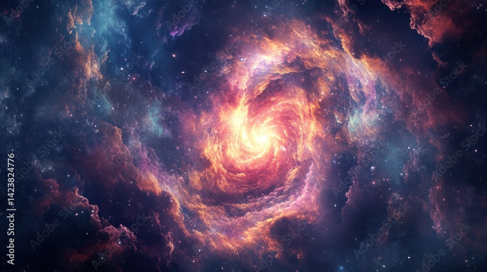 A colorful nebula composed of gas and stars in the universe A colorful nebula composed of gas and stars in the universe