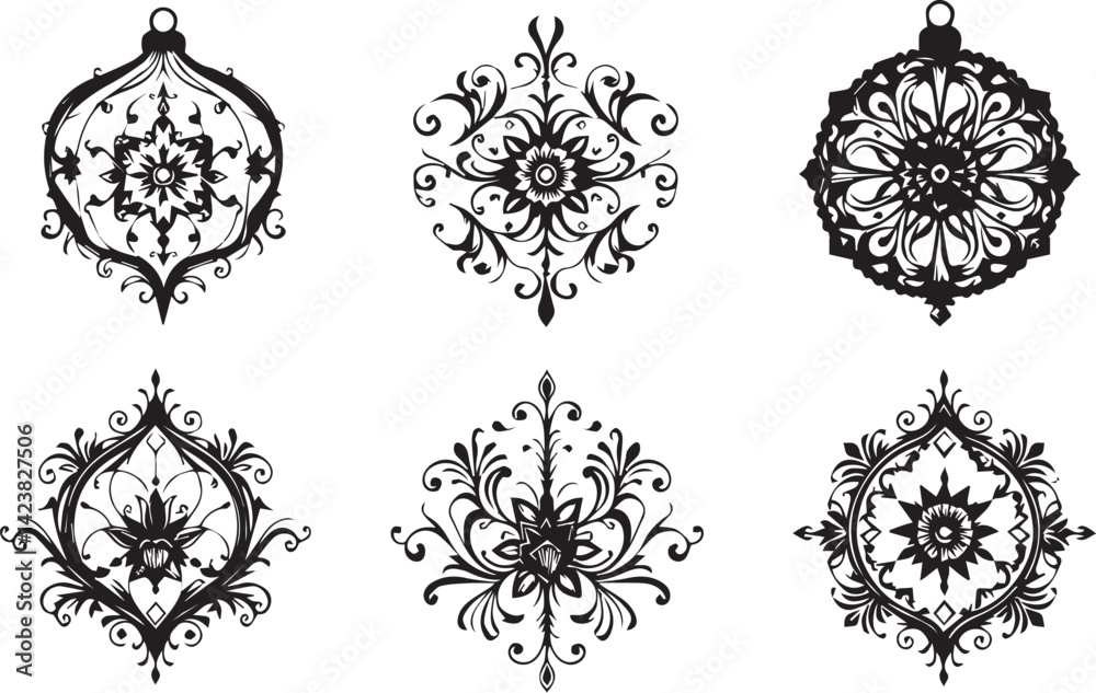 Obraz premium A set of elements, symbols, ornaments, mandalas. Hand drawn vector illustration