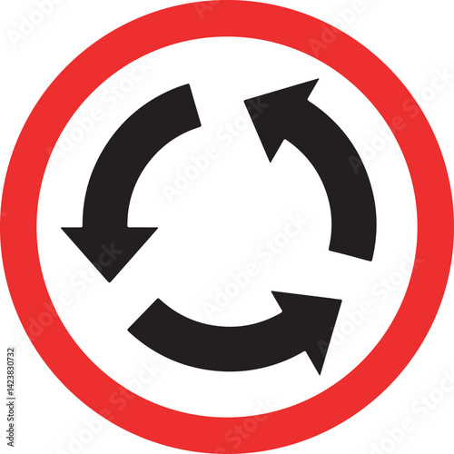 round roundabout traffic sign