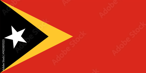 The flag of East Timor with precise proportions and authentic colors. Vector illustration.