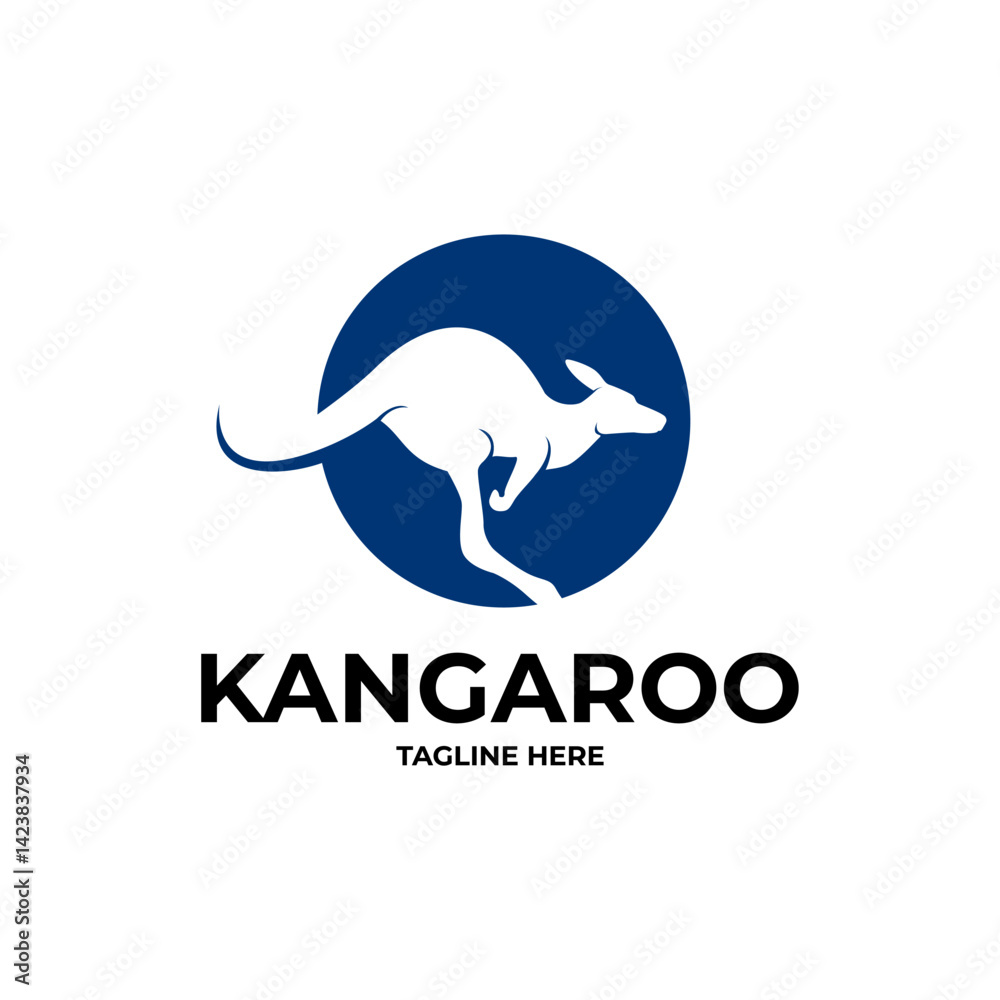 Obraz premium vector logo abstract kangaroo silhouette