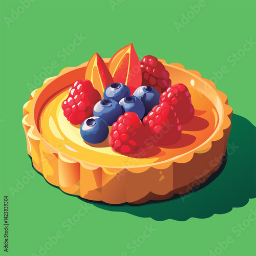 Delicious fruit tart with berries.