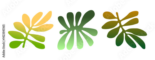 Creative concept of spring summer cards set with abstract leaves, plants, flowers. Modern art minimalist style design templates for celebration, ads, branding, banner, cover, label, poster, print