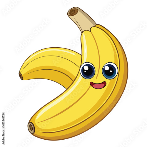 Cute cartoon banana with happy expression