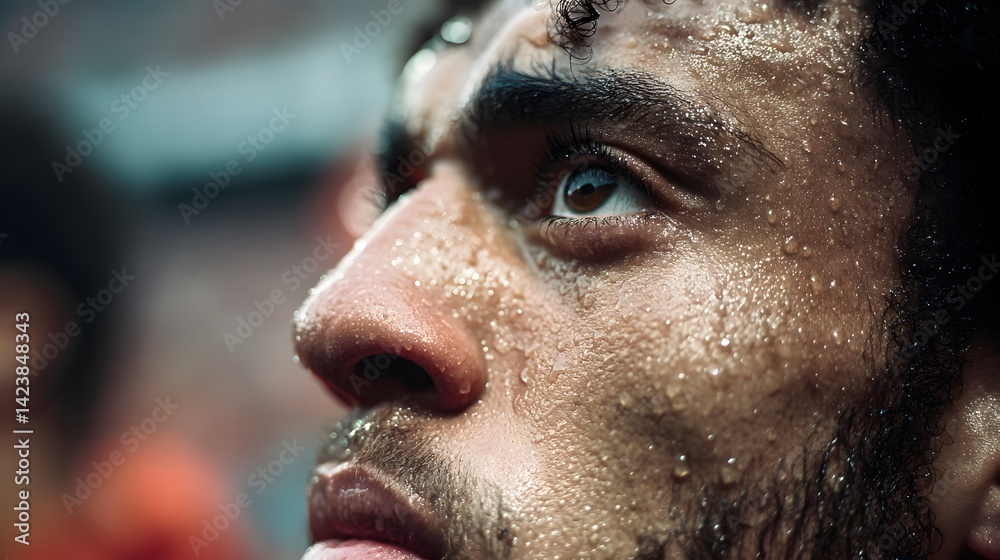 Obraz premium Footballer’s intense focus during match stadium close-up competitive emotional