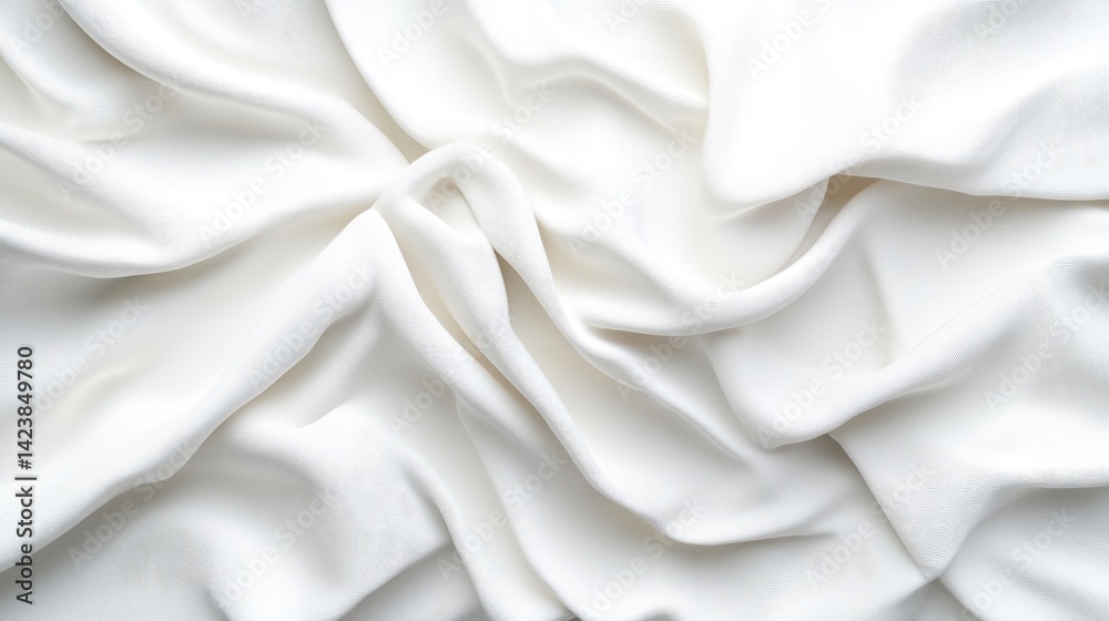Smooth, white fabric draped in elegant folds Smooth, white fabric draped in elegant folds