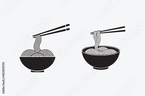 bowl of noodles illustration vector