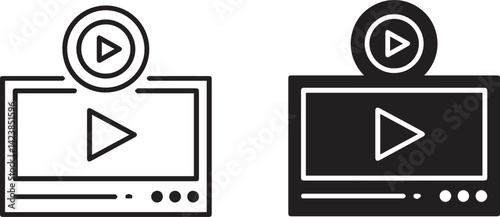 Video player icon, play button, simple design, minimalist, , digital media, user interface, vector graphic, flat illustration, media control, multimedia symbol,