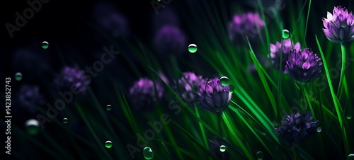 abstrak mozaic color of Chives in darkness, ai generative