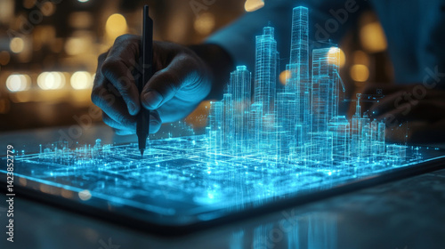 Here's a title designed for SEO impact, considering various aspects of the image:**Digital Cityscape Design on Tablet**