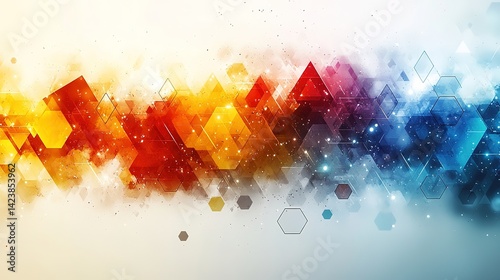 Abstract digital art background with vibrant colors and geometric shapes