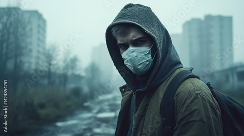 Post-Apocalyptic Survivor: A Portrait of Resilience in a Bleak Urban Landscape