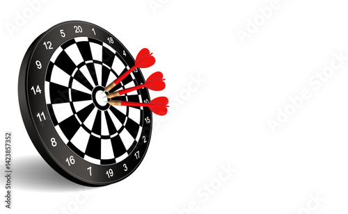 Darts with arrows on white background. Business target banner vector template