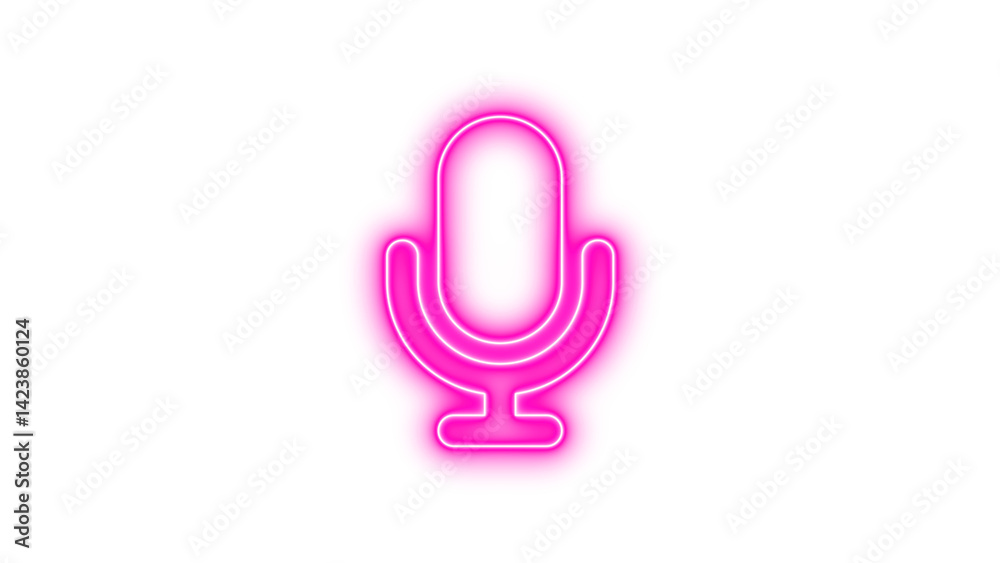 Neon microphone icon pink color glow with transparent background Neon microphone icon pink color glow with transparent background