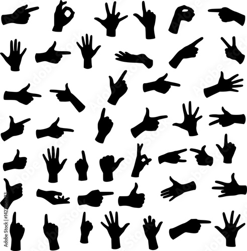 Black silhouettes of hands on a white background
