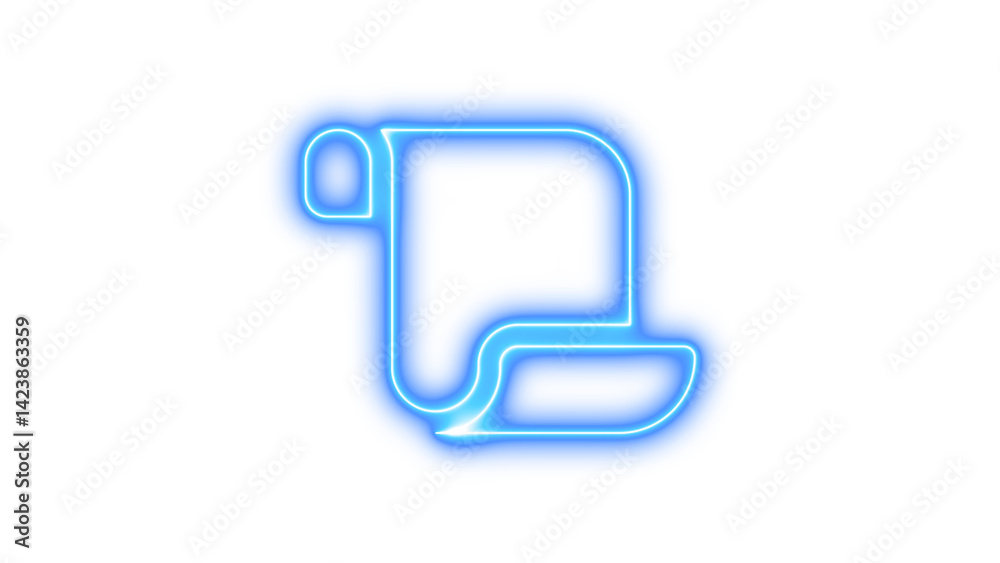 Neon scroll icon blue color glow with transparent background Neon scroll icon blue color glow with transparent background
