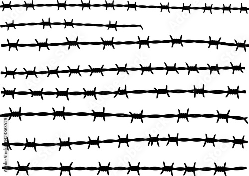 Black silhouette of the barbed wire
